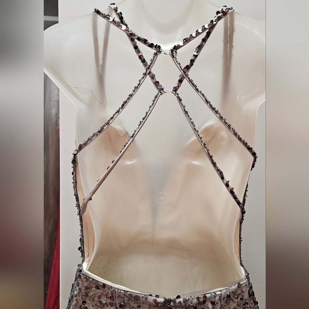 Clarisse #810467 Charcoal Beaded Prom Dress, Size 6 - Picture 6 of 8